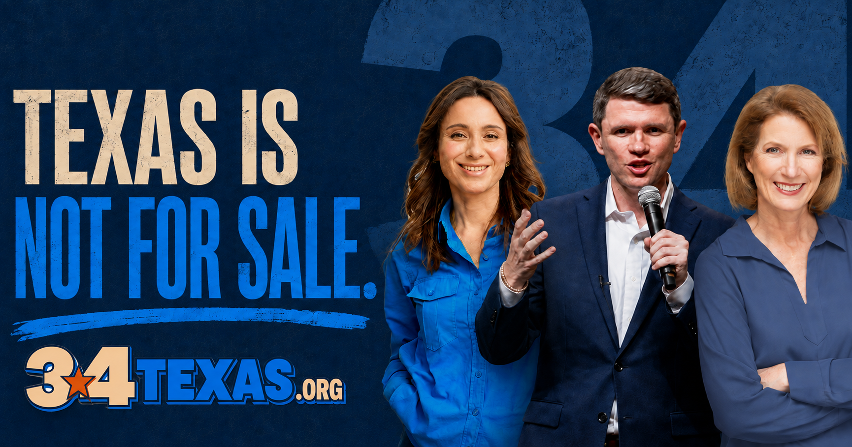 James Talarico, Gina Hinojosa and Vikki Goodwin standing together